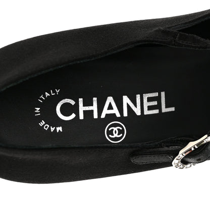 Chanel Satin Crystal Mary Jane Women's Pumps Black