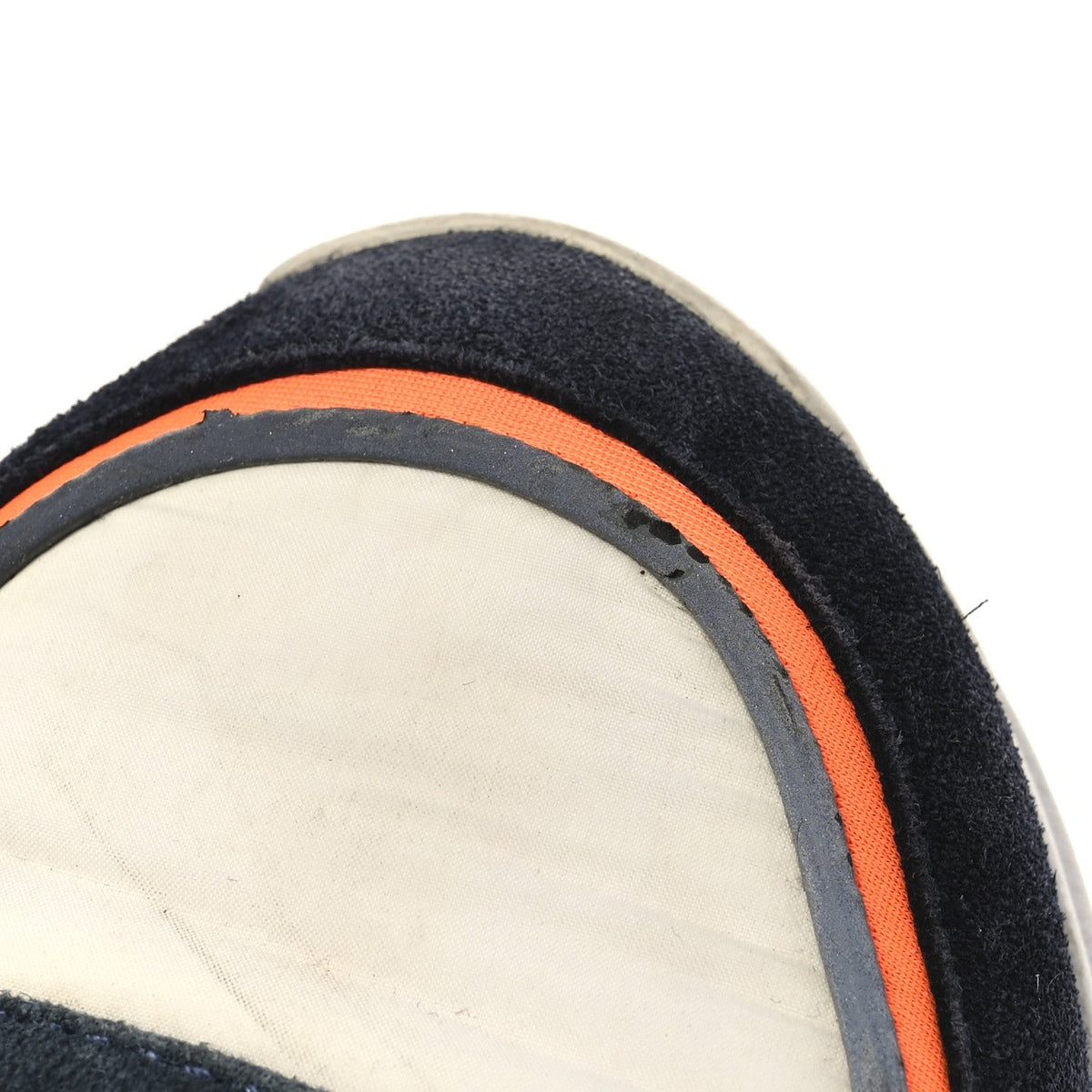Chanel Nylon Calfskin Suede Women's CC Sneakers 35.5 Navy White Orange Black