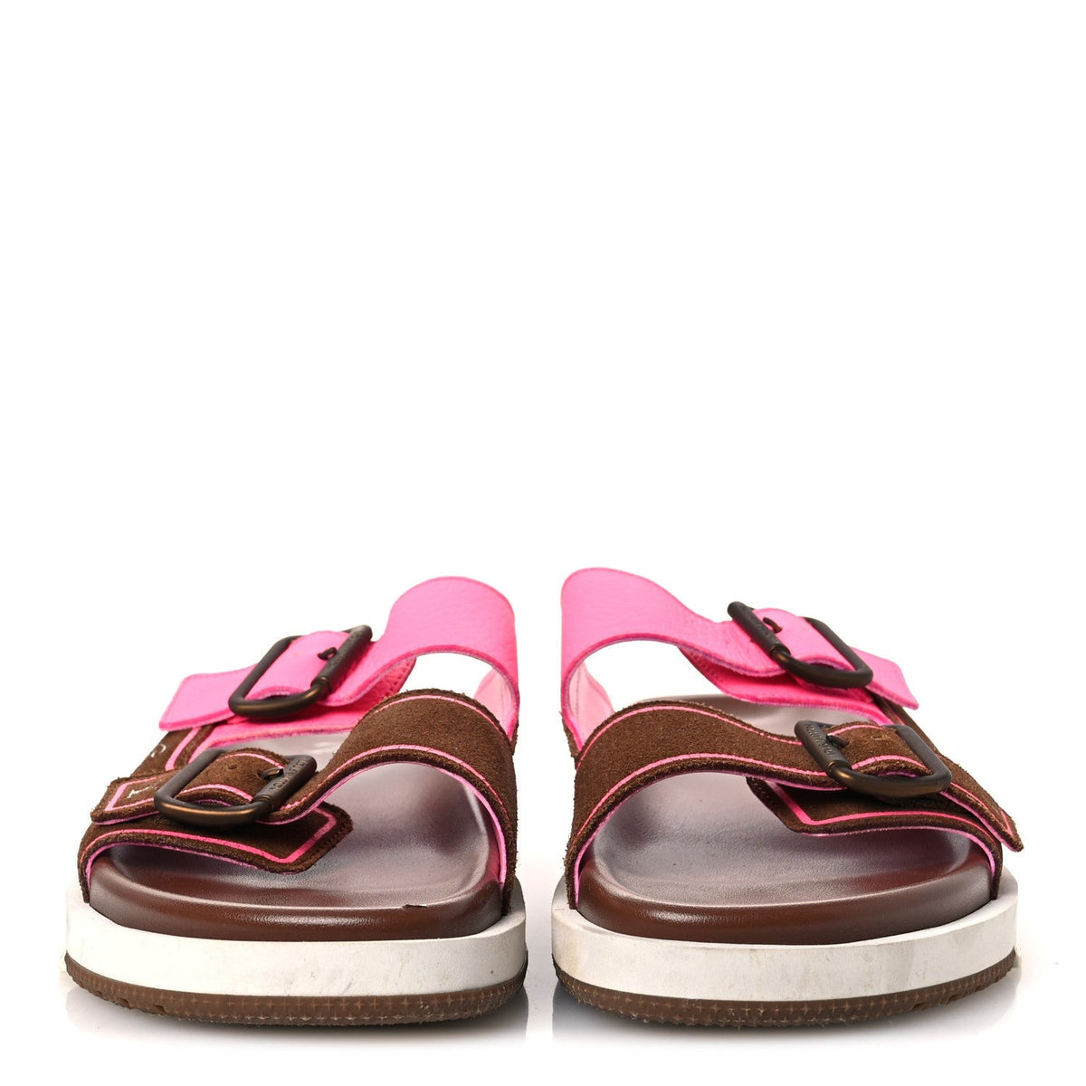 Louis Vuitton Mixed Materials Men's LV Script Trainer Mules 6 Brown Pink