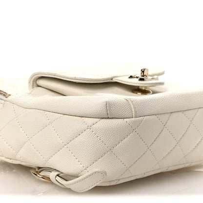 Small Quilted Caviar Backpack - White