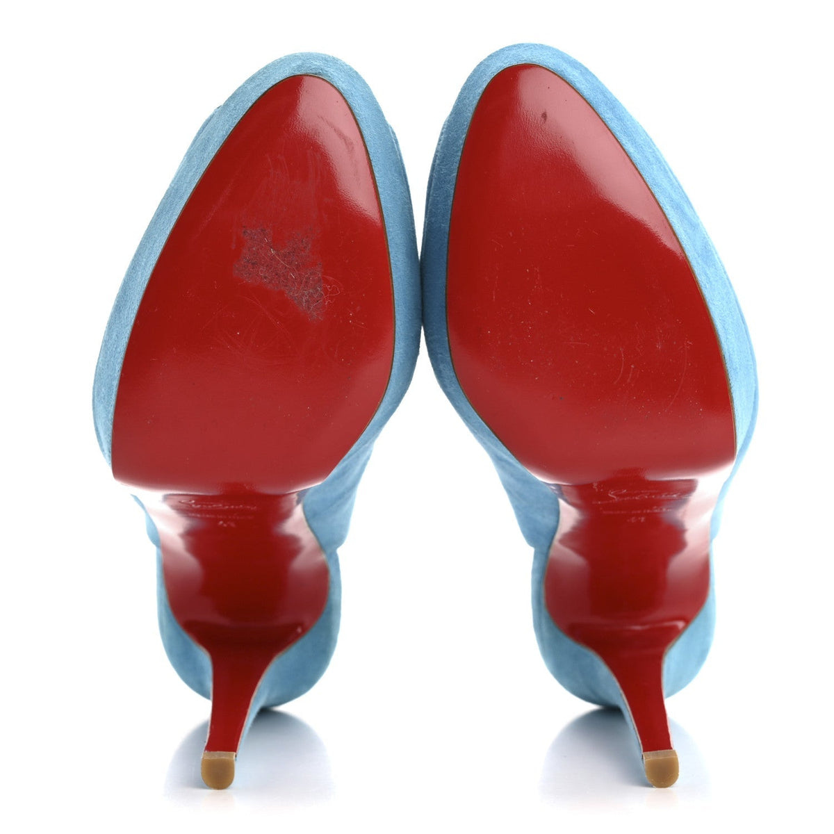 Christian Louboutin Suede Women's Spritney 100 Peep Toe Pumps 41 Blue