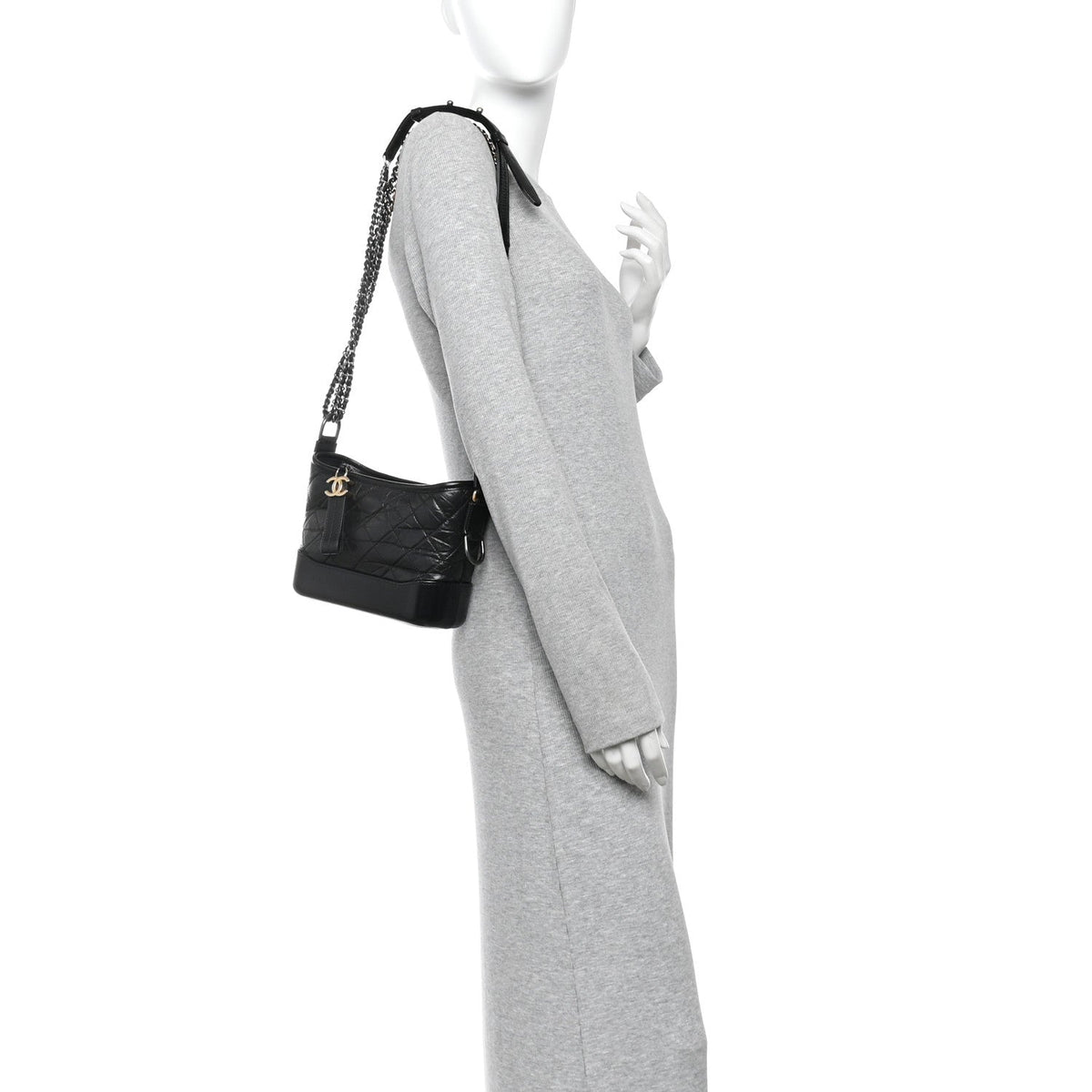 Small Quilted Calfskin Hobo Bag - Black