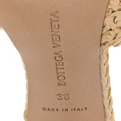 Bottega Veneta Raffia Women's Intrecciato Lido Mule 90 Sandals 36 Cane Sugar