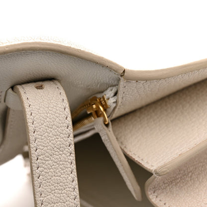 Medium Goatskin Flap Shoulder Bag - White