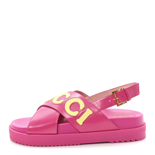 Calfskin Elizabeth Nappa Charlotte Logo Slingback Sandals Fancy Fuchsi