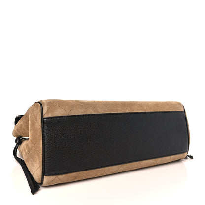 Calfskin Suede Handbag - Beige