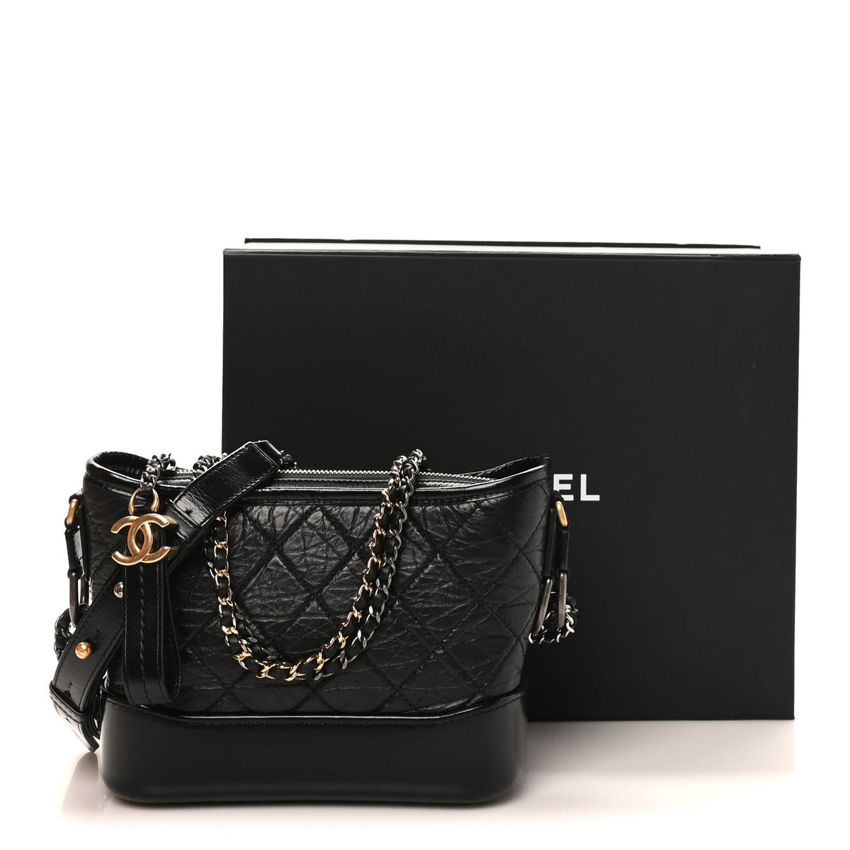 Small Quilted Calfskin Hobo Bag - Black