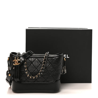 Small Quilted Calfskin Hobo Bag - Black