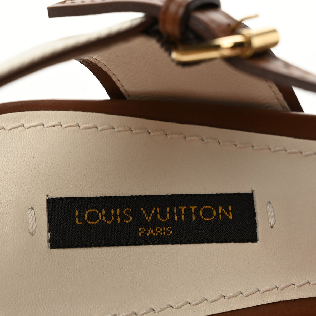 Louis Vuitton Denim Women's Articles de Voyage Wedges 38.5 Ecru