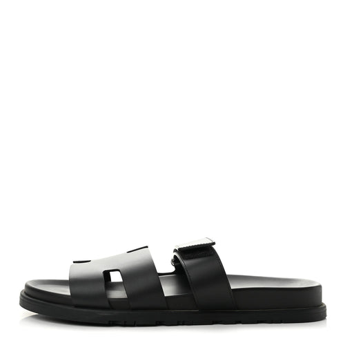 Hermes Calfskin Men's Chypre Sandals 44 Black
