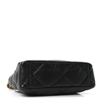 Large Quilted Goatskin Flap Shoulder Bag - Black