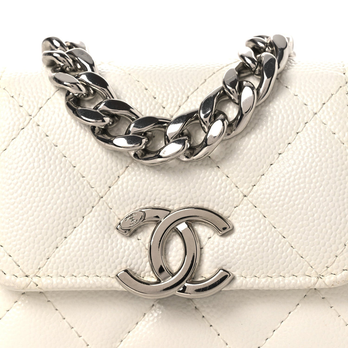 Quilted Caviar Clutch Bag - White