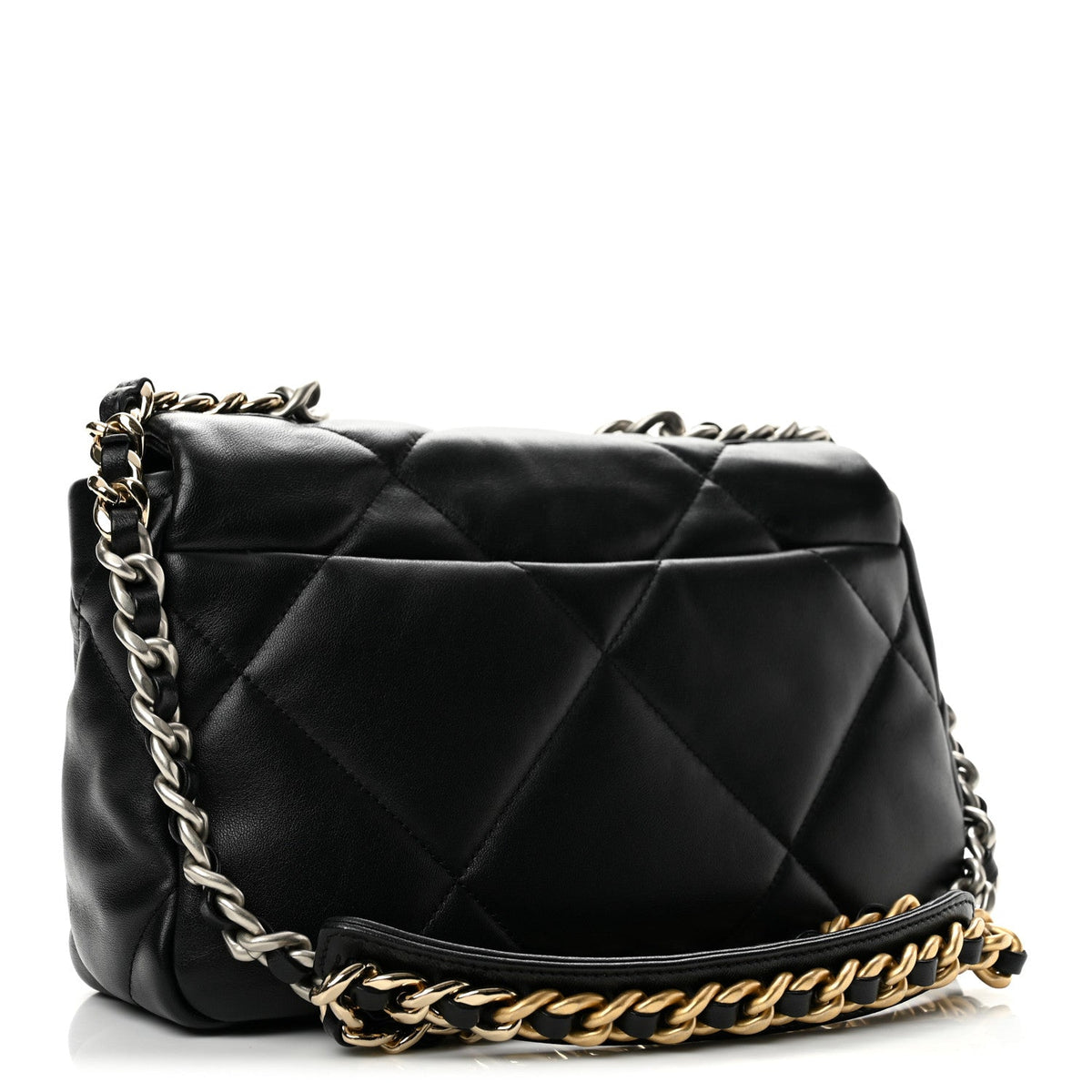 Medium Quilted Lambskin Flap Shoulder Bag - Black