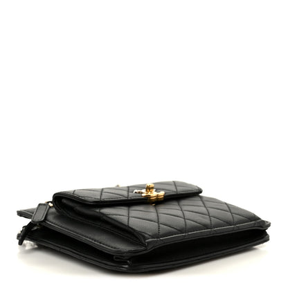 Quilted Lambskin Clutch Bag - Black