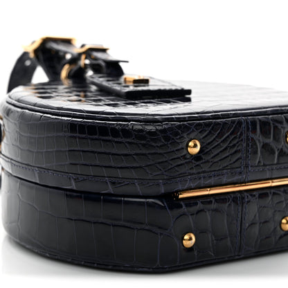 Crocodile Petite Boite Chapeau Navy Handbag