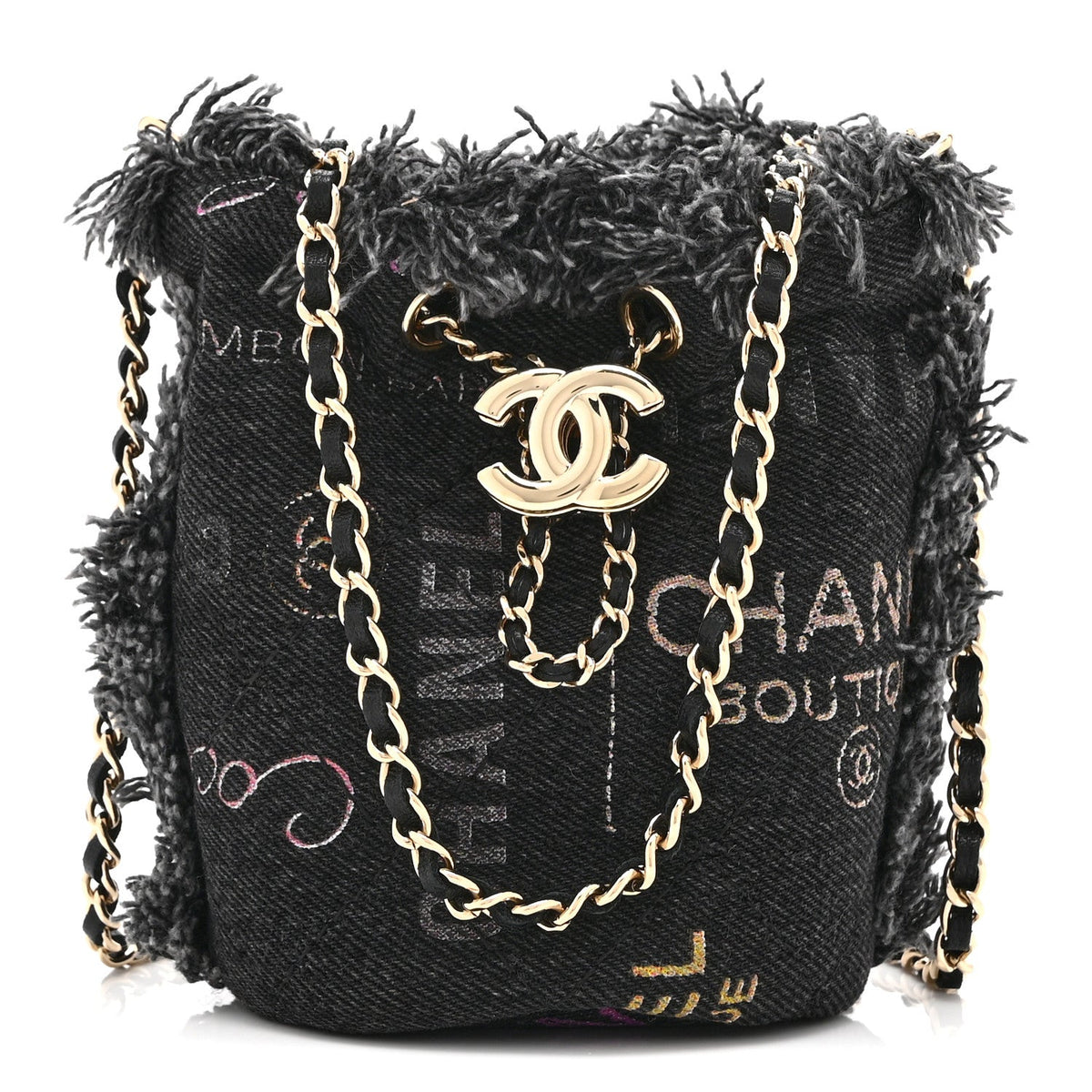 Mini Quilted Bucket Bag - Black