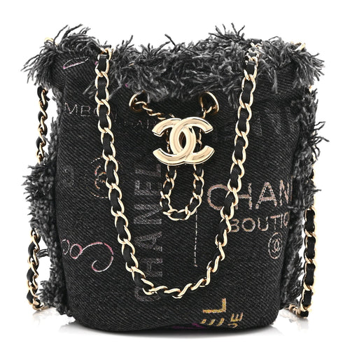 Mini Quilted Bucket Bag - Black