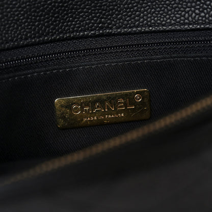 Caviar Flap Shoulder Bag - Black