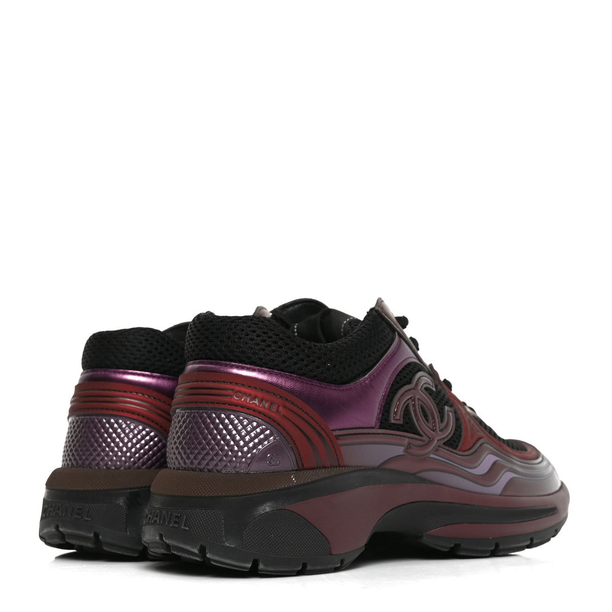 Chanel Fabric Laminated Calfskin Stretch CC Women's Sneakers
