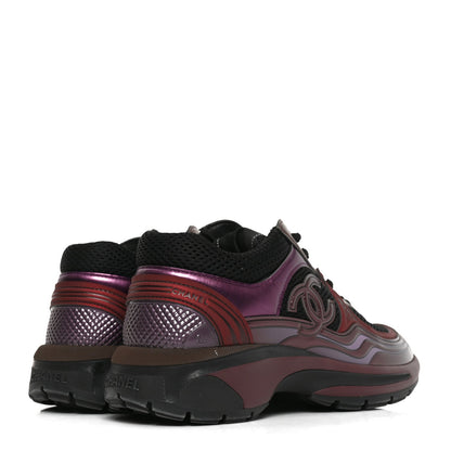Chanel Fabric Laminated Calfskin Stretch CC Women's Sneakers