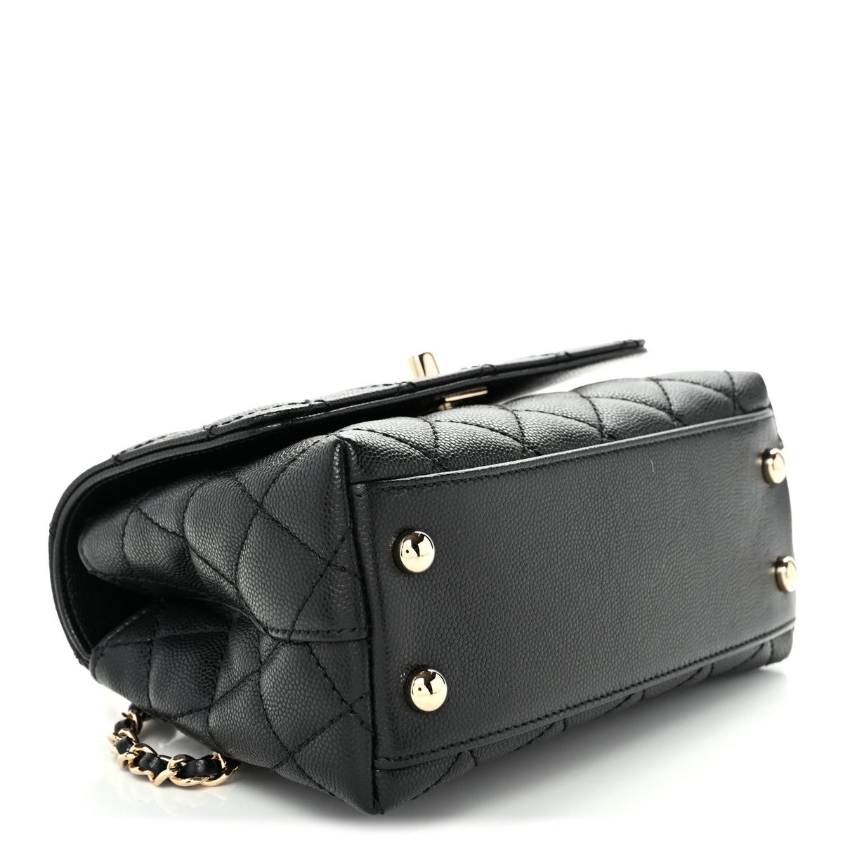 Mini Quilted Caviar Flap Shoulder Bag - Black