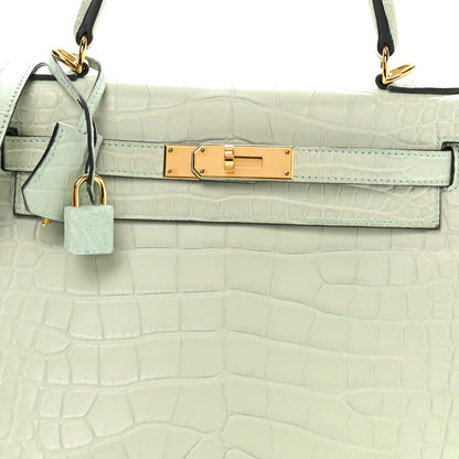 Matte Alligator Kelly Retourne 28 Vert D Handbag
