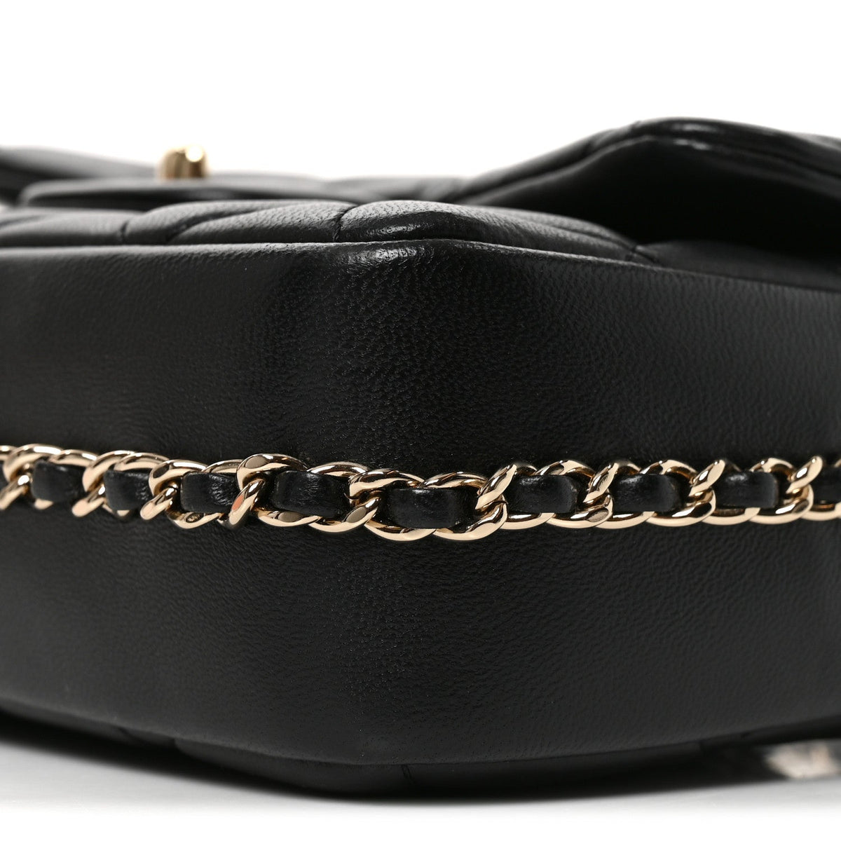 Small Quilted Lambskin Flap Shoulder Bag - Black