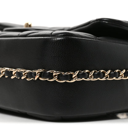 Small Quilted Lambskin Flap Shoulder Bag - Black