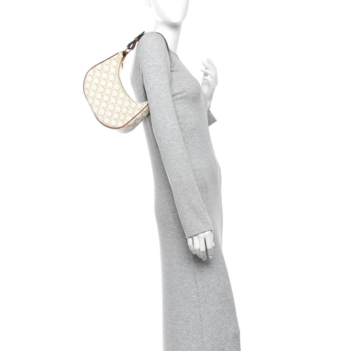 Calfskin Canvas Shoulder Bag - White