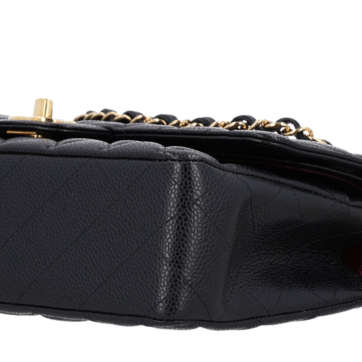Medium Quilted Caviar Flap Shoulder Bag - Black
