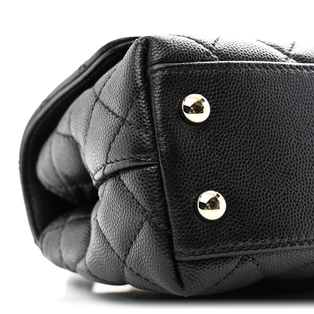 Mini Quilted Caviar Flap Shoulder Bag - Black