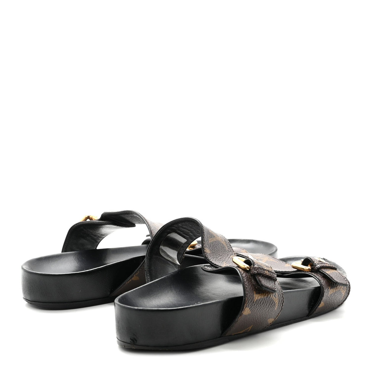 Louis Vuitton Canvas Women's Bom Dia Mule Sandals 40 Black