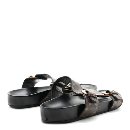Louis Vuitton Canvas Women's Bom Dia Mule Sandals 40 Black