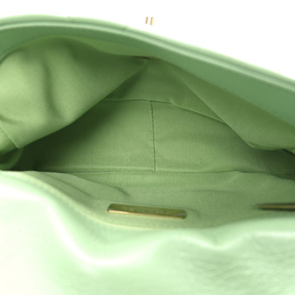Medium Quilted Goatskin Flap Shoulder Bag - Light Green