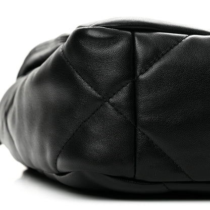 Medium Quilted Lambskin Flap Shoulder Bag - Black