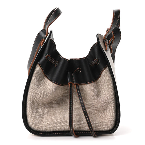 Mini Calfskin Canvas Shoulder Bag - Black