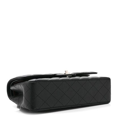 Medium Quilted Caviar Flap Shoulder Bag - Black