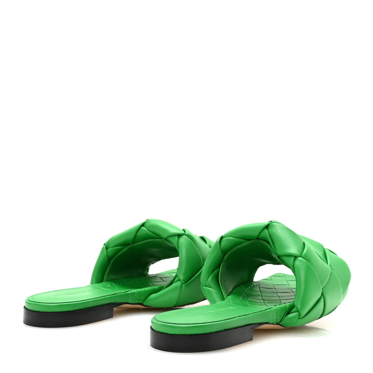 Bottega Veneta Nappa Maxi Intrecciato Lido Flat Women's Sandals 36 Grass