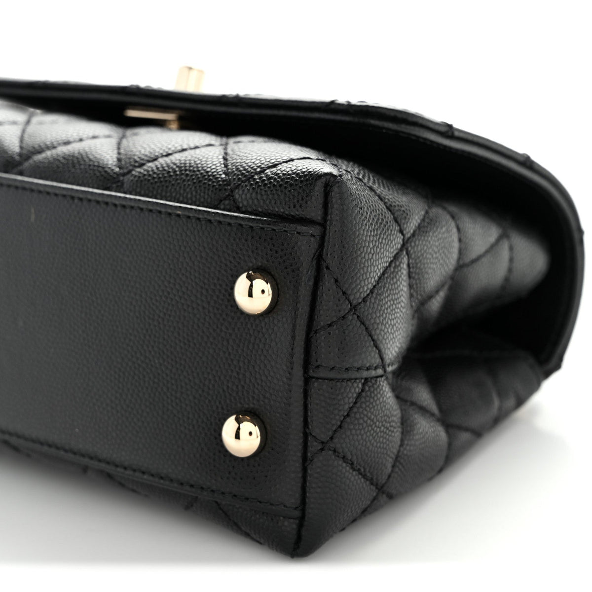 Mini Quilted Caviar Flap Shoulder Bag - Black