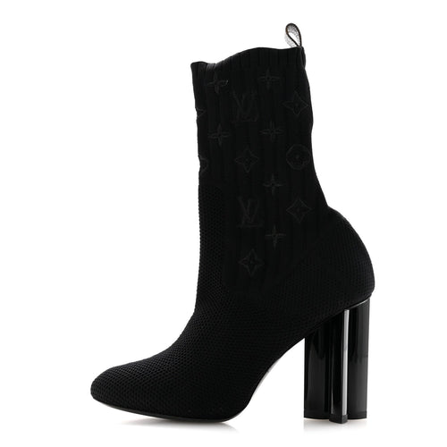 Monogram Stretch Fabric Silhouette Ankle Boots Black