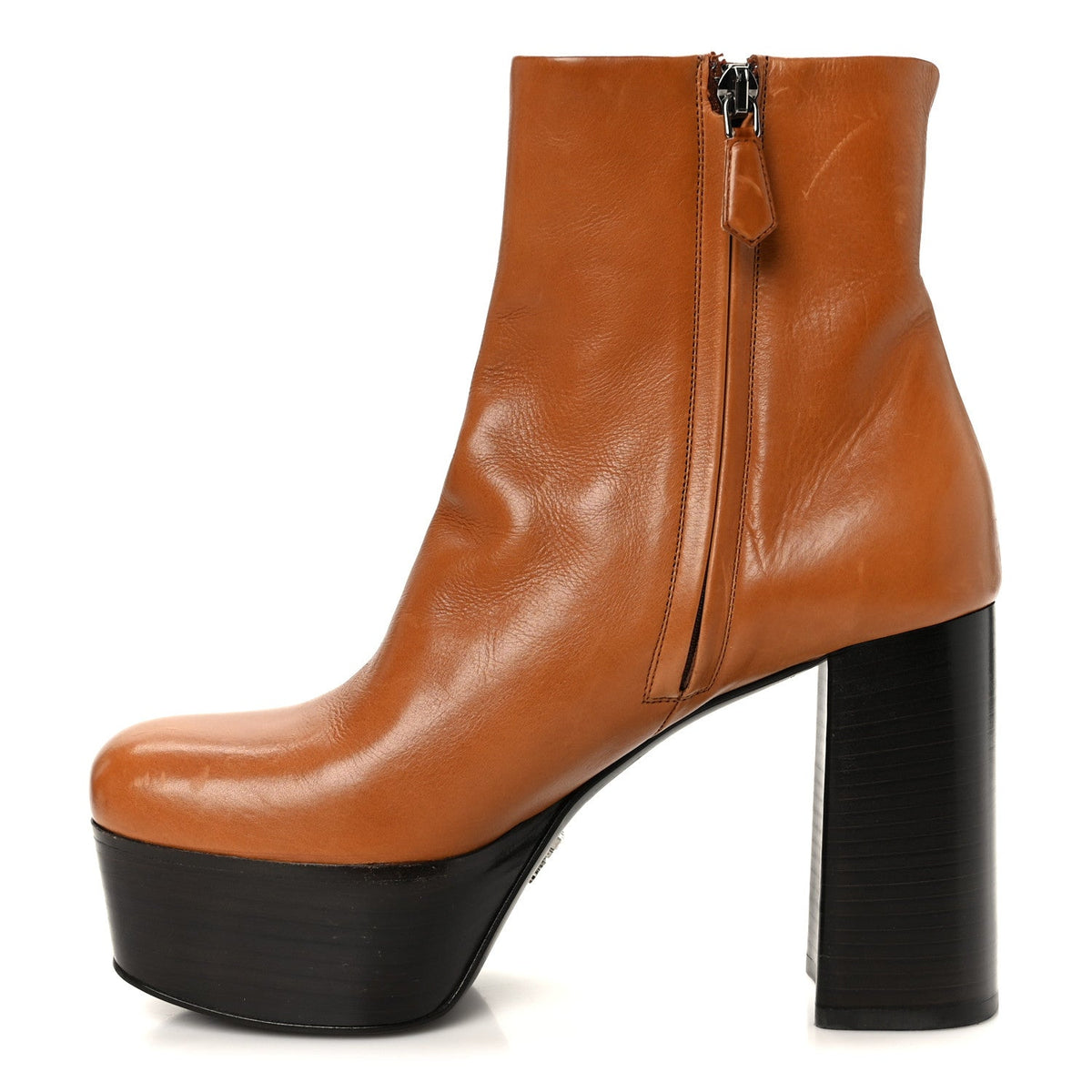 Vitello Platform Ankle Booties Cognac