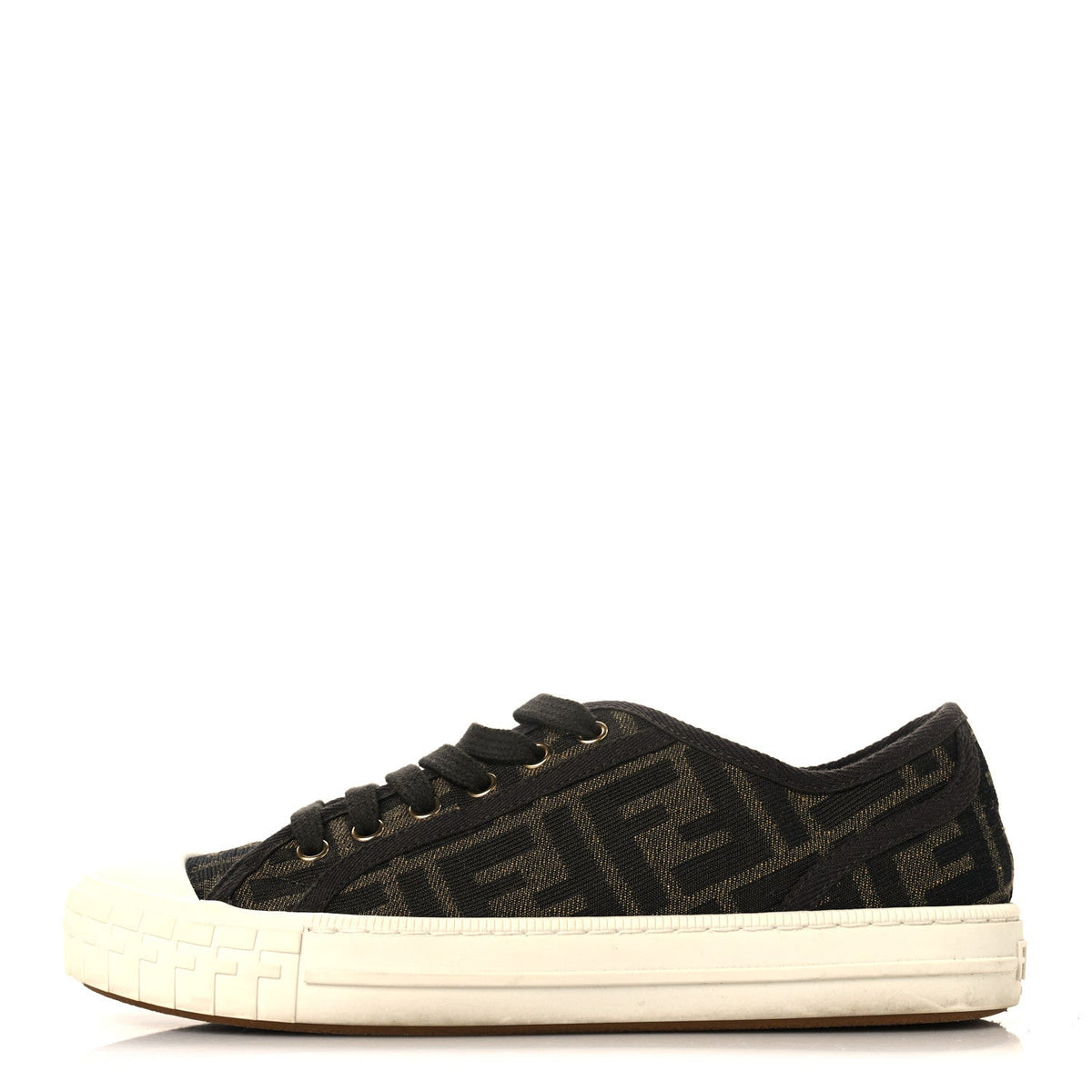 Fendifabric Jacquard Ff Domino Low Top Sneakers Tobacco