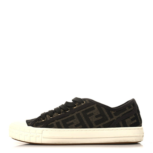 Fendifabric Jacquard Ff Domino Low Top Sneakers Tobacco