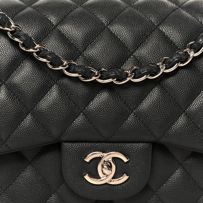 Quilted Caviar Flap Shoulder Bag - Blue