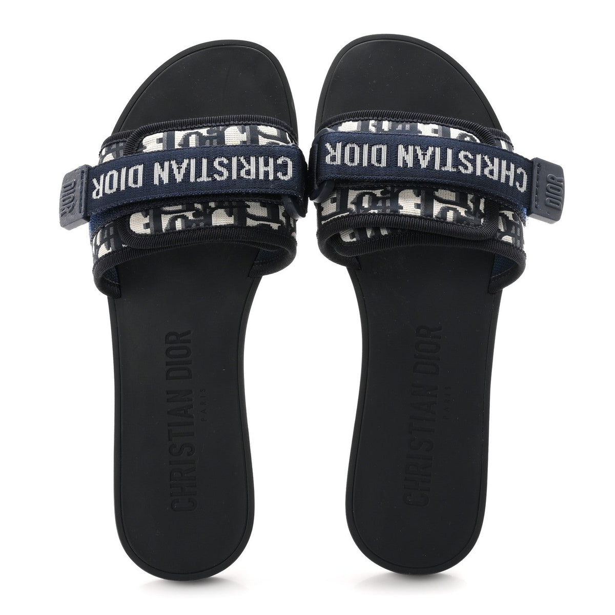 Christian Dior Nylon Oblique Dio(r)evolution Slide Sandals 39 Deep Blue