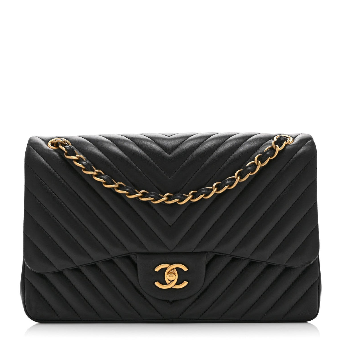 Quilted Lambskin Flap Shoulder Bag - Black