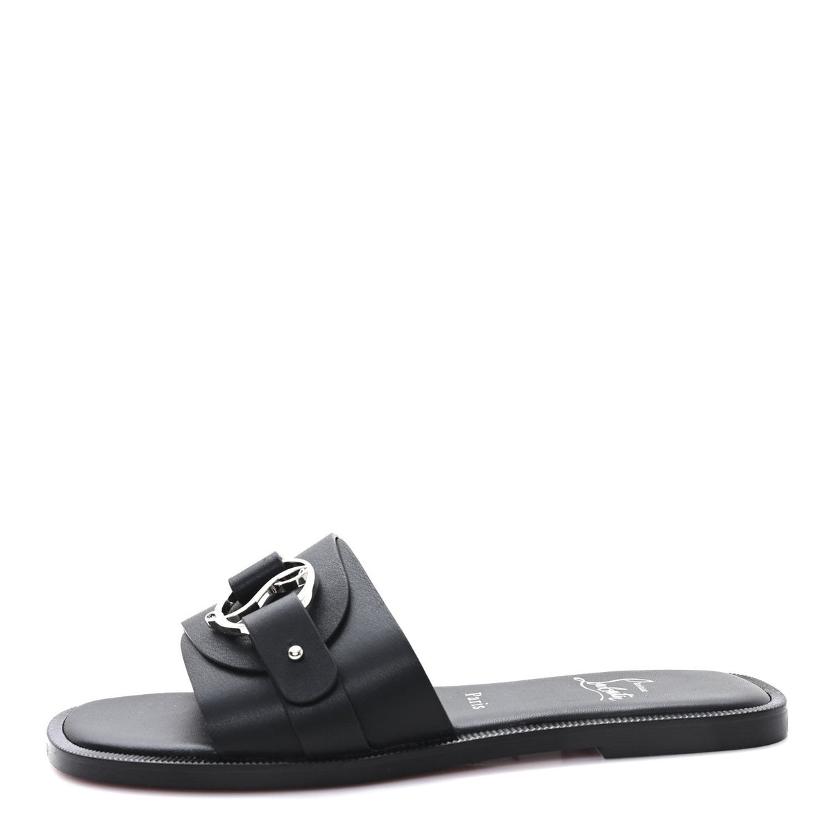 Calfskin Her In Roma Flat Slides Black