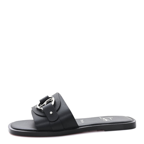 Calfskin Her In Roma Flat Slides Black
