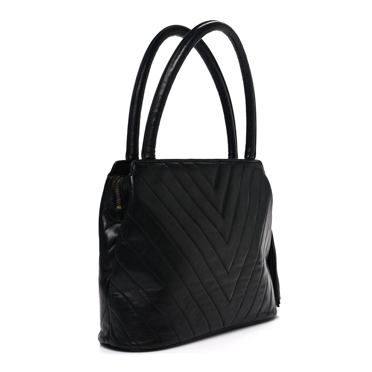 Quilted Lambskin Tote Bag - Black