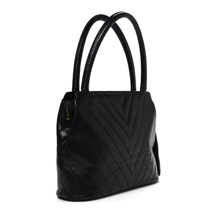 Quilted Lambskin Tote Bag - Black